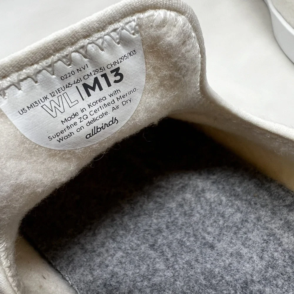 Allbirds wool Loungers Lightweight Slip On Sneakers Cream Men’s Size 13